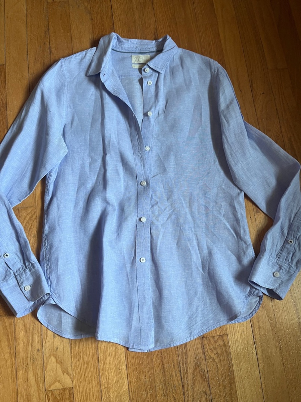 J.Crew 10T Slim Fit Shirt Womens Tall Blue Baird McNutt Irish Linen Long Sleeve